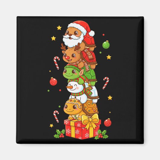Aimant Funny Turtle Santa Elf Snowman Christmas Womens Me (Devant)