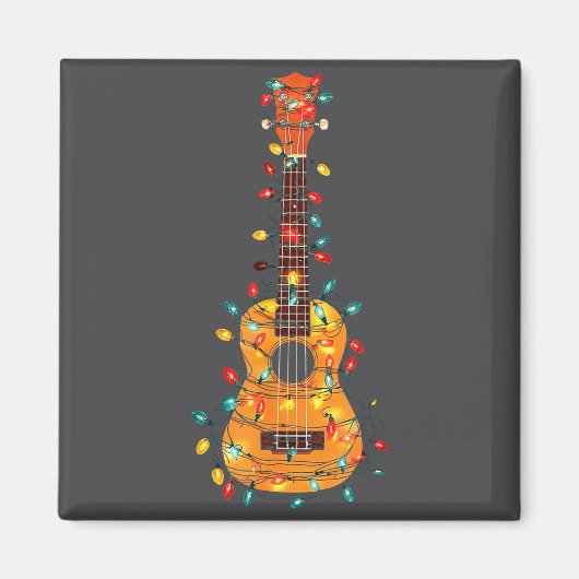 Aimant Funny Ukulele Christmas Graphics Lights Lover Play (Devant)