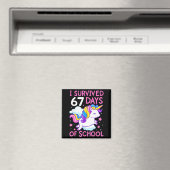 Aimant Funny Unicorn I Survived 67 Days Of School Meme Fo (In Situ (Lave-vaisselle))