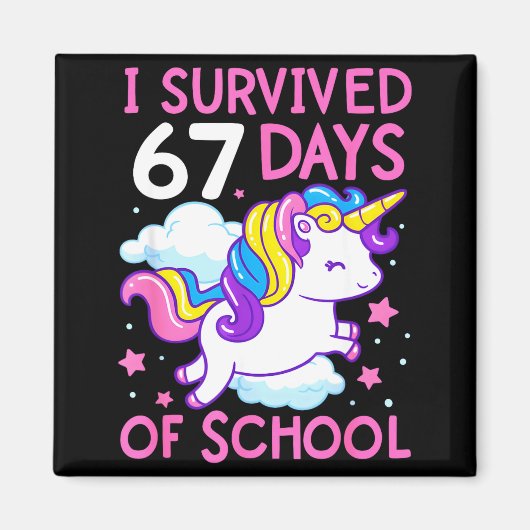 Aimant Funny Unicorn I Survived 67 Days Of School Meme Fo (Devant)