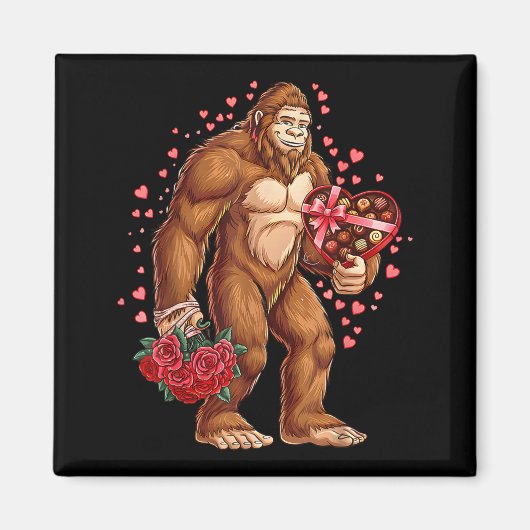 Aimant Funny Valentines Day Bigfoot Heart Love Sasquatch  (Devant)