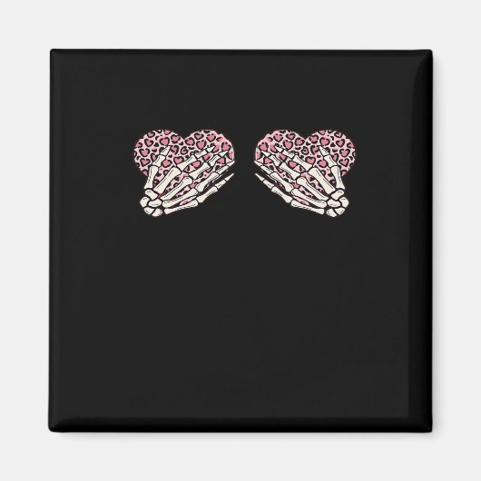 Aimant Funny Valentines Jour Squelette Mains Coeurs Fille (Devant)