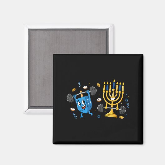 Aimant Funny Weightlifting Gym Dreidel Menorah Hanukkah W (Recto/Verso)