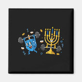 Aimant Funny Weightlifting Gym Dreidel Menorah Hanukkah W (Devant)