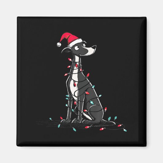 Aimant Funny Whippet Christmas Graphics Dog Lights Lover (Devant)