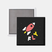 Aimant Fusée - Abstrait Rouge & Jaune Art Pop. VOLER ! (Recto/Verso)