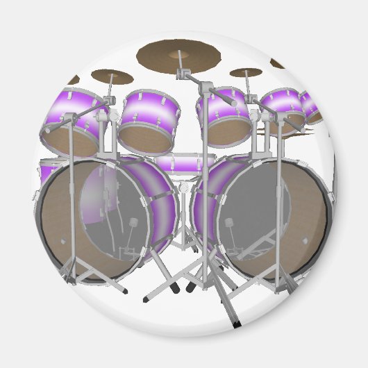 Aimant Fûts : Kit de tambour violet et blanc : modèle 3D (Devant)