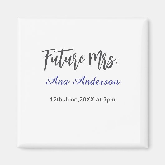 Aimant Futur nom de famille de Mme la future mariée viole (Devant)