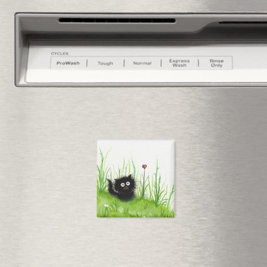 Aimant Fuzzy Black Cat Love par BiHrLe (In Situ (Lave-vaisselle))
