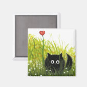 Aimant Fuzzy Black Chat One Love Bihrle (Recto/Verso)