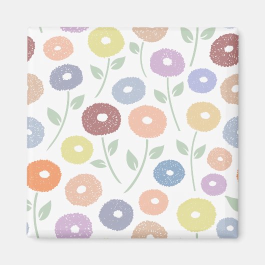 Aimant Fuzzy Flower Lg Pattern Pastels on White (Devant)