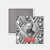 Aimant Fyodor Dostoevsky - Style géométrique élégant (Recto/Verso)