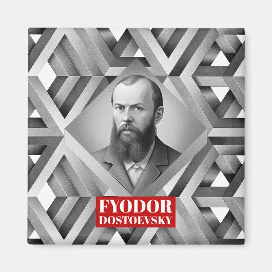 Aimant Fyodor Dostoevsky - Style géométrique élégant (Devant)
