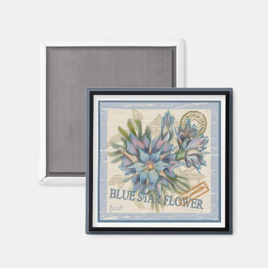 Aimant G Bureau de création Fleur bleue (Recto/Verso)