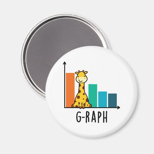 Aimant G-raph Funny Giraffe Graph Pun (Recto/Verso)
