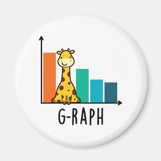 Aimant G-raph Funny Giraffe Graph Pun (Devant)