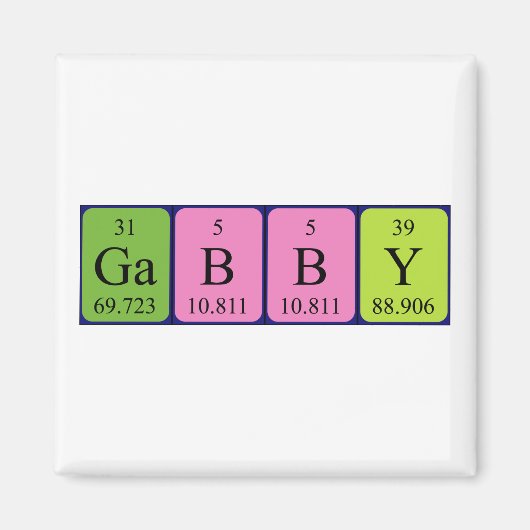 Aimant Gabby aimnet de nom de table périodique (Devant)