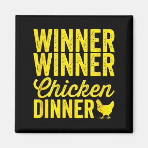 Aimant Gagnant Gagnant Dîner de Poulet Silhouette (foncé)