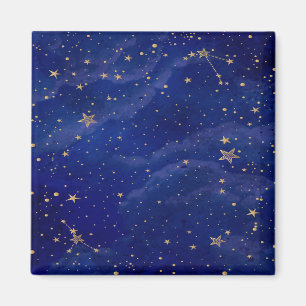 Aimant Galaxie bleue avec étoiles d'or