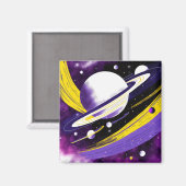 Aimant Galaxie cosmique Planète Pride non binaire (Recto/Verso)