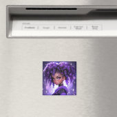 Aimant Galaxie violette fille avec cheveux bouclés (In Situ (Lave-vaisselle))