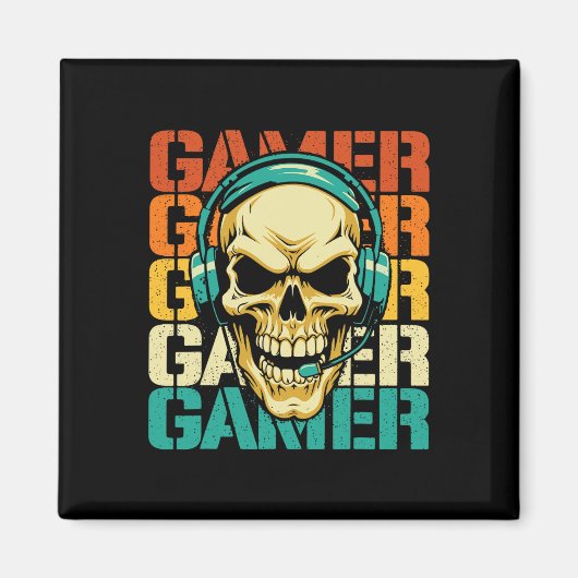 Aimant Gamer - Retro Skull Jeu de console Lover Vide (Devant)