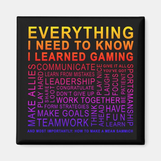 Aimant Gamer word Cloud Wisdom (Devant)