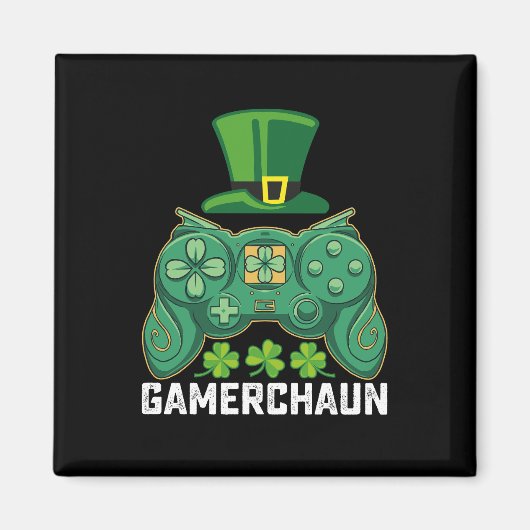 Aimant Gamerchaun Gamer Jeux de jeu Saint Patrick's Day (Devant)