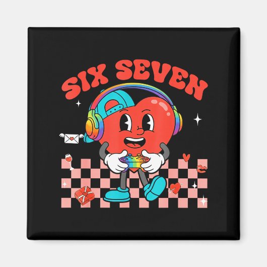 Aimant Games Valentine 67 Six Seven Funny Gamer Heart Cut (Devant)