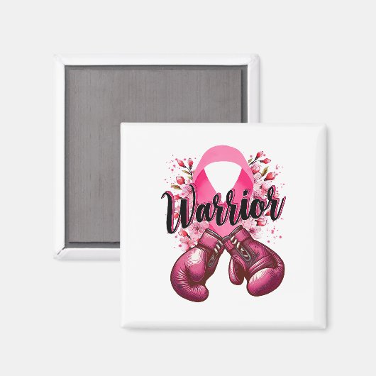 Aimant Gants de boxe de guerrier Pink Ribbon Cancer du se (Recto/Verso)