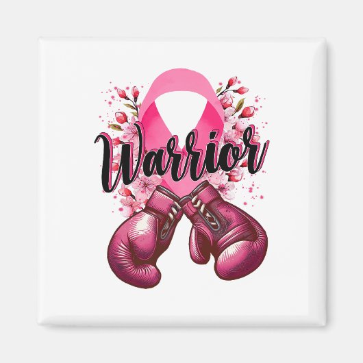 Aimant Gants de boxe de guerrier Pink Ribbon Cancer du se (Devant)