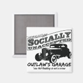 Aimant Garage de l'hors-la-loi. Aliments chauds socialeme (Recto/Verso)