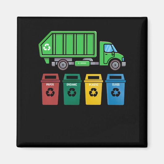 Aimant Garbage Truck Enfants Garçons Recyclage Camion (Devant)