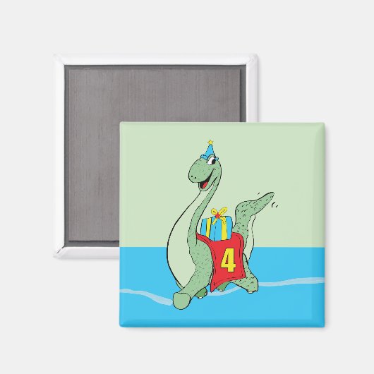 Aimant Garçon, 4e anniversaire Dinosaur (Recto/Verso)
