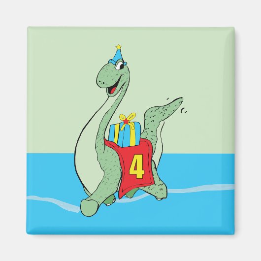 Aimant Garçon, 4e anniversaire Dinosaur (Devant)