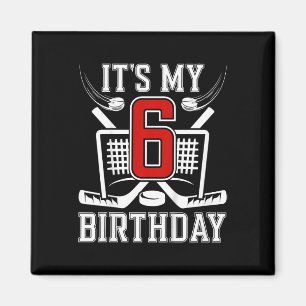Aimant Garçon 6 ans Anniversaire Hockey sur glace Enfant