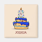 Aimant Garçon 8 Anniversaire, 8 sur Sweet Blue Cake (Devant)