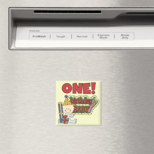 Aimant Garçon Anniversaire Bébé 1er Anniversaire Tshirts  (In Situ (Lave-vaisselle))