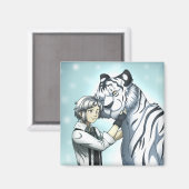 Aimant Garçon avec tigre blanc (Recto/Verso)