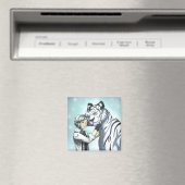 Aimant Garçon avec tigre blanc (In Situ (Lave-vaisselle))