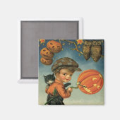 Aimant Garçon Chat Jack O' Lantern Hibou Étoiles (Recto/Verso)