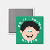 Aimant Garçon Cheveux Noirs Faces riantes (Recto/Verso)