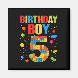 Aimant Garçon d'anniversaire 5 ans Blocs de construction