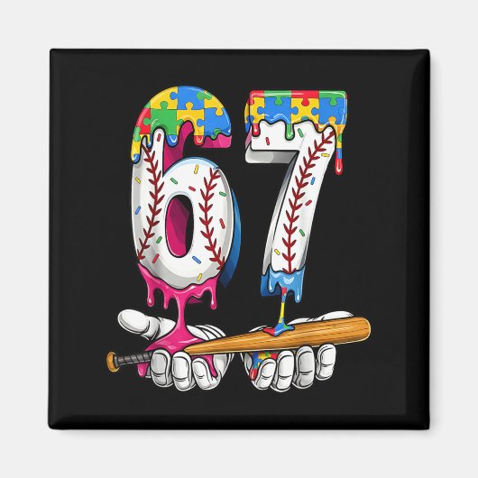 Aimant Garçon de baseball Puzzle Crème glacée goutte à go (Devant)