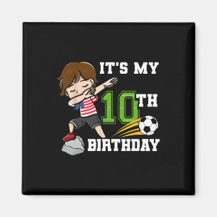 Aimant Garçon de football C'est mon 10e anniversaire Drap