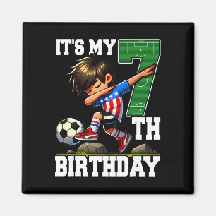 Aimant Garçon de football C'est mon 7e anniversaire Drape