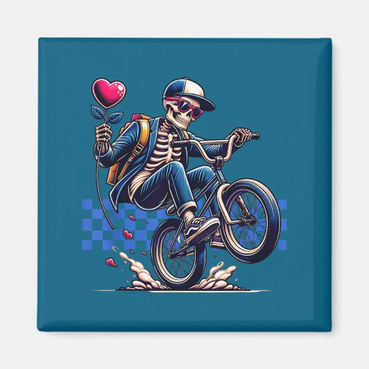Aimant Garçon de la Saint-Valentin squelette faisant du B (Devant)