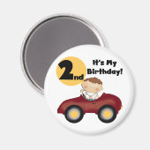 Aimant Garçon en voiture rouge 2e Anniversaire Tshirts et (Recto/Verso)