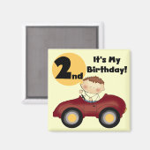Aimant Garçon en voiture rouge 2e Anniversaire Tshirts et (Recto/Verso)