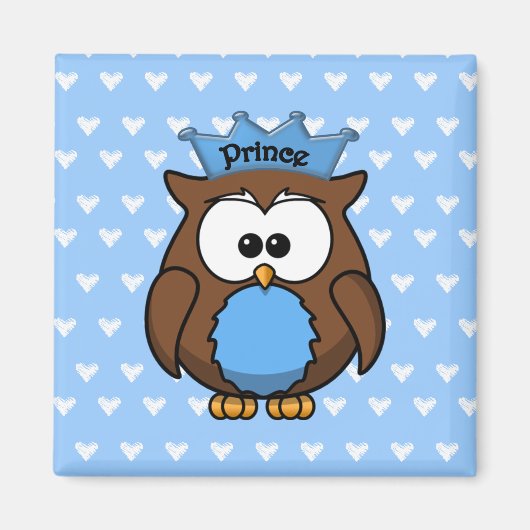 Aimant garçon hibou prince (Devant)